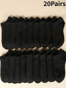 1/5/10/20/30 Pairs Unisex Short Socks, Low-Cut Invisible Socks, Soft Breathable Moisture-Wicking, Suitable For Casual, Sports, Business Wear, All-Season, Back To School - Black - View 4