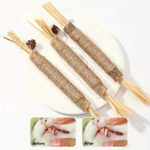 3/6pcs Cat Chew Sticks, Made Of Cat, Raffia, Gallnut And Hemp Rope, For Dental Cleaning And Chewing. Dental Cleaning Toy For Kittens, Indoor Entertainment For Bored Cats - Black - View 4