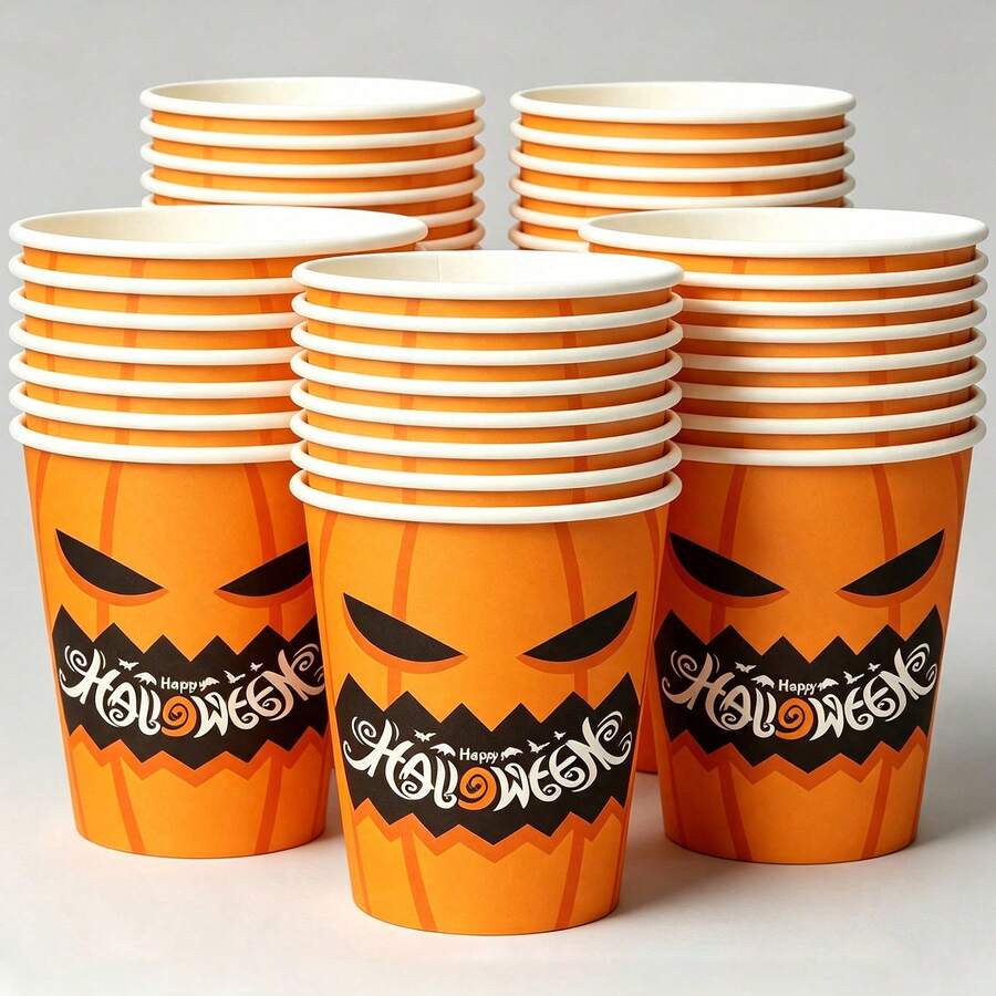 50/25/10pcs, Halloween Theme, Paper Cups, Suitable For Restaurant Decoration, Halloween Party, Halloween Decorations, Halloween Decor For Party, Halloween, Cups, Party Supplies, Halloween Party Supplies, Halloween Party - Multicolor - View 1