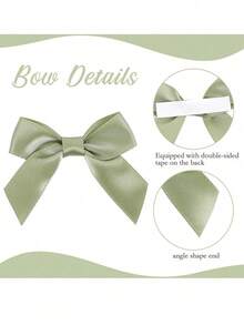 10/50pcs Sage Green Satin Ribbon Twisted Bows, Pre-Made Bows, Suitable For Crafts, Gift Wrapping, Baskets, Wedding Favors, , Bridal Shower Gifts, Etc. (Extra Large Optional) - Multiple Styles - View 8