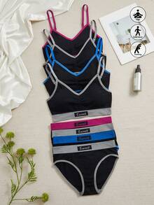 4 Sets Women's Seamless Adjustable Strap Sports Set - Multicolor - View 3