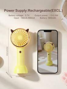 AOYI 1 pieza Rizador de pestañas recargable de 500mAh con luz LED de presión prolongada, 3 niveles de ajuste, mini ventilador portátil de mano, adecuado para uso al aire libre - Amarillo - Ver 11