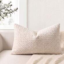 1pc Chenille Decorative Pillow Cover, Soft Woven Texture Luxury Cushion Cover For Bed And Living Room Sofa - Beige - View 4