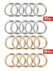 Anillo de resorte de gatillo plano, anillo de metal para llaves, anillo de hebilla redonda, adecuado para llaveros, bolsos, carteras - Reemplazo de gancho de llavero, anillo para llaves, manualidades DIY - Multicolor - Ver 12