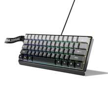 Teclado con cable 60% transparente, sin teclado numérico, con teclas contorneadas, teclado mini para juegos de 61 teclas, equipado con efecto de retroiluminación RGB genuino, cable de datos TYPE-C desmontable, adecuado para jugadores de PC, mecanógrafos, fácil de transportar - Gris - Ver 8
