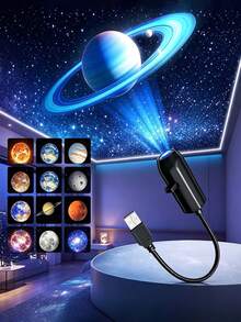 1pc LED Starry Galaxy Projector Light, Includes Planet, Moon, Earth, Jupiter Patterns, 360° Rotation, Desktop Decorative Lamp, No Battery Required, USB Powered, Suitable For Gaming, Photography Lighting, Disco, Bedroom Lighting, Space, Birthday, Car, Holiday Atmosphere, Wedding Anniversary, Stars In The Night Sky, Galaxy Projector, Moonlight, Stars, Bedroom Ceiling, Photo Background, Proposal, Wedding, Camping And Other Scene Decoration - USB Planet Projector Lamp - View 2