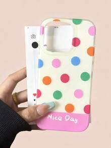 1pc IMD Colorful Polka Dot Phone Case Compatible With IPhone 17/16/15/14/13/12/11 Anti-Drop Acrylic Protective Cover - Multicolor - View 1