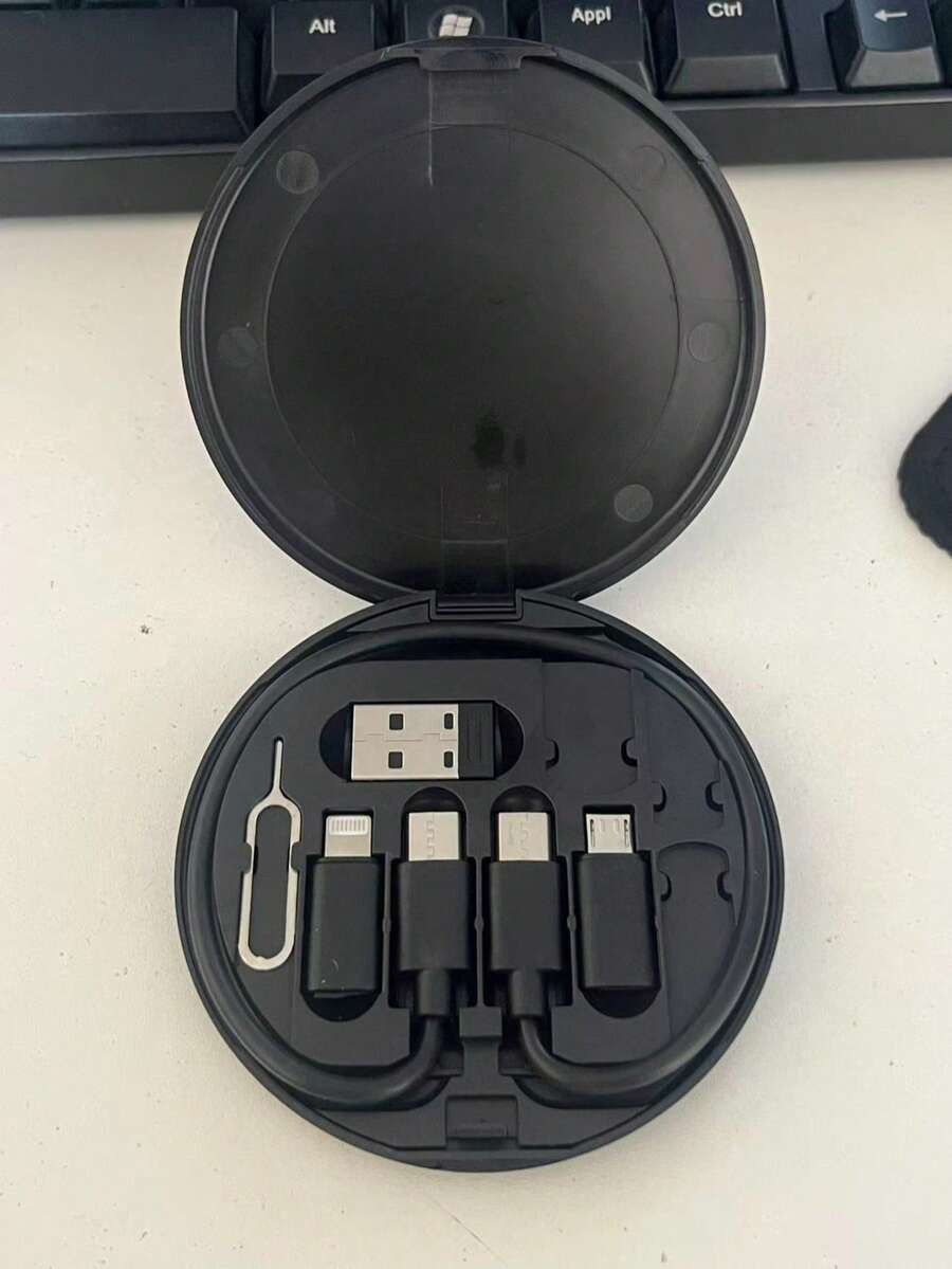 Gesen Kit de adaptador USB con cables de carga múltiples, soporte para teléfono, estuche de almacenamiento para teléfonos - Compatible con iOS, Android, Tipo-C, Compatible con iPhone, Android, cámara, MP3 Adaptador universal