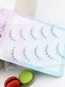 5 Pairs Cat Ear Faux Lower Eyelashes, Ultra-Fine Transparent Stem, Comfortable For Beginners, Hair-Flow Style, Korean & Japanese Light Makeup, Suitable For Dates And Parties, Multiple Styles - Black - View 6
