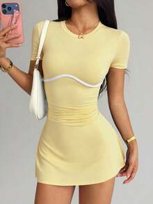 Women Athletic Onepieces Swimsuits - Light Yellow - View 4