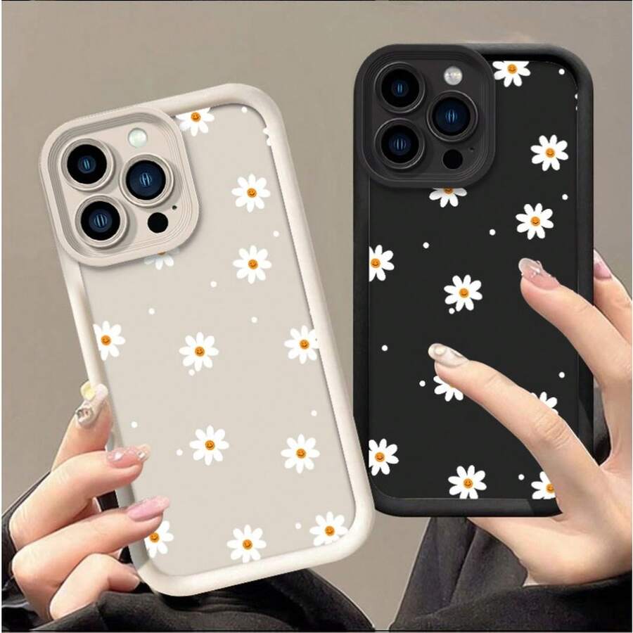 Funda para teléfono: Funda con diseño de flores blancas y lunares, adecuada para iPhone 17, 17 Pro, 17 Pro Max, 15, 15 Pro, 15 Pro Max, 16, 16 Pro, 16 Pro Max, X y otros modelos, funda protectora suave a prueba de golpes que cubre todo el cuerpo. - Negro - Ver 1