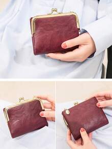 Women's RFID Blocking Kiss Lock Short Wallet Large Capacity | Multi Card Slots, Zipper Coin Pocket, Vintage Clutch Ladies Purse - Multicolor - View 9