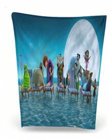 Cobija Suave y Calientita Tipo Plush Manta De Franela Suave Con Dibujos Animados De Escenas De Pl Floreado Ocean Blue-50x40 Inch - Negro - Ver 1