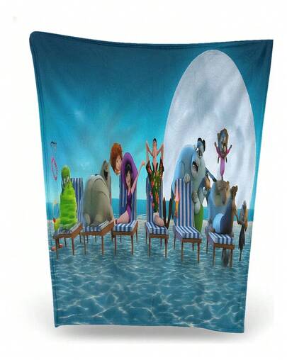 Cobija Suave y Calientita Tipo Plush Manta De Franela Suave Con Dibujos Animados De Escenas De Pl Floreado Ocean Blue-50x40 Inch