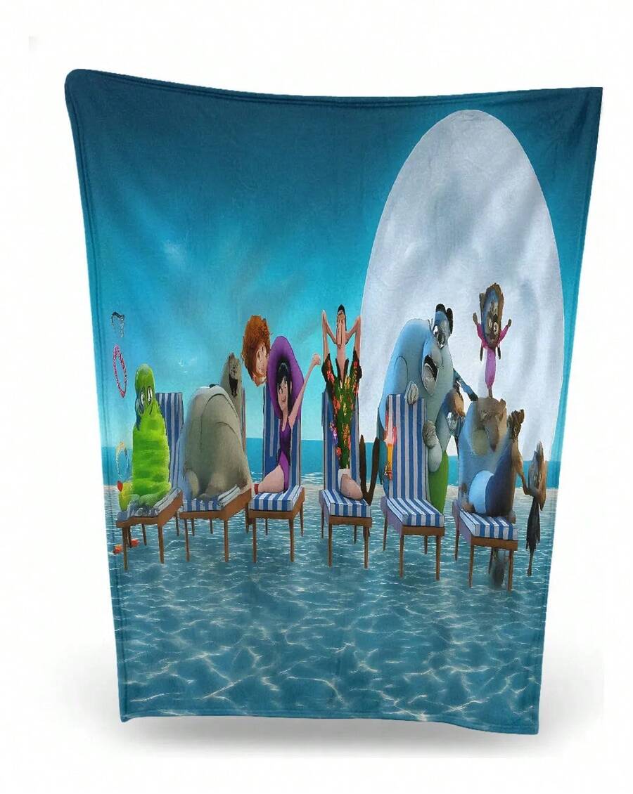 Cobija Suave y Calientita Tipo Plush Manta De Franela Suave Con Dibujos Animados De Escenas De Pl Floreado Ocean Blue-50x40 Inch - Negro - Ver 1