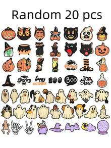 10pcs/20pcs/30pcs Halloween Ghost Pumpkin DIY Shoe Charms, Funny Halloween Series Pattern, Suitable For Slippers, Sandals, Casual Shoes - Multicolor - View 12