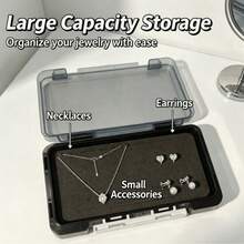 1pc Jewelry Storage Box, Earring Organizer With Sponge Slots, Large Capacity Portable, Suitable For Rhinestone Jewelry, Travel Jewelry Display Rack, Women's Mini Decorative Earring Storage Box, Girls' Daily Jewelry Storage Box - Sponge Storage Box - View 4