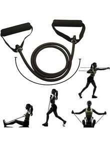 1 Piece Of Resistance Band With Handle, Strength Band, Straight Tension Rope, Fitness Pull-Up Device, Strength Training Band, Yoga Elastic Resistance Rope, Suitable For Yoga Accessories, Fitness Equipment, Fitness Supplies - Multicolor - View 6