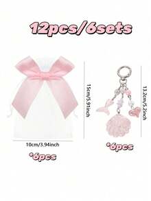 6/4/1 Set - Pink Sequin Shell Style Keychain With Pink Butterfly Organza Bag Gift Set - DIY Fillable Gift Bag, Gift Packaging Bag, Thank You Gift, Suitable For Gender Reveal Party Gift, Baby Shower Party Gift, Baby Party Theme, Children's Birthday Gift, Ocean Theme Party Gift, Guest Return Gift, Ideal Choice For Party Supplies And Decorations - Multicolor - View 13