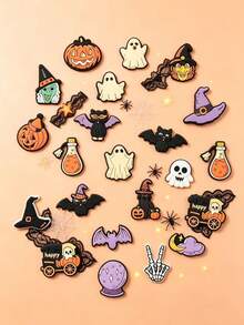 10pcs/20pcs/30pcs Halloween Ghost Pumpkin DIY Shoe Charms, Funny Halloween Series Pattern, Suitable For Slippers, Sandals, Casual Shoes - Multicolor - View 9