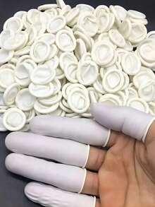 300/200/100pcs Disposable Latex Finger Cots, White Nail Protection Finger Sleeves, Suitable For Home, Professional Nail Salon Use; Non-Slip, Essential Nail Tool Accessory For Applying Nail Polish And Gel, Also Suitable As Gift, Essential For Tattooing And Nail Art, Prepare For Halloween - Multicolor - View 3