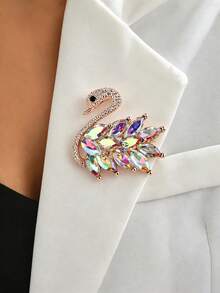 Luxury Heavy Embellished Swan Brooch, Women's Fashion Animal Brooch, Casual Party Accessory/Friend Gift, Suit Decoration - Crystal Swan Brooch - View 11