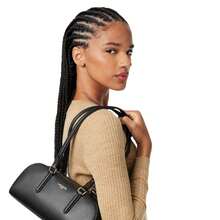 Lacoste Schultertasche Champs-Élysées Leder Schwarz - Schwarz - Übersicht 5