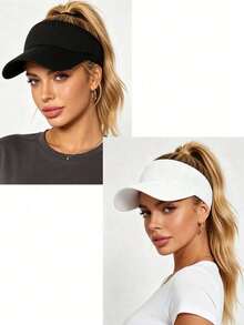 1/2/3pcs Women's Vintage Sun Protection Hat UV Protection Ponytail Cap Fashion Pointed Mesh Baseball Cap, Suitable For Y2K, Beach, Swimming, Tennis And Golf, Vacation - Multicolor - View 13