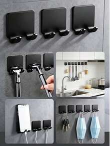 No-Drill Self-Adhesive Wall-Mounted Razor Holder, Multi-Function Bathroom Razor Storage Hook, Waterproof Anti-Slip Men's Razor Storage Rack, Plug And Small Item Hook, Bathroom Kitchen Accessories, No Drilling Installation - A - View 5