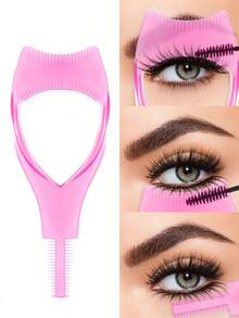 1pc 3-In-1 Mascara Brush Head, Eyelash Applicator, Suitable For Beginners To Apply Mascara And Eyeliner, Create Natural Non-Clumping Lashes, With Eyelash Separator And Eyelash Tweezers Mascara Edge Brush, Girls Makeup Accessory - Multicolor - View 4