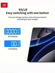 2D Bathroom Scale With Cyber-Style Blue Light Pattern, Perfect As A Holiday Gift. Max Weight 400 Lbs/180 Kg, Temperature Detection Function, Uses AAA Batteries (Not Included) - Multicolor - View 6