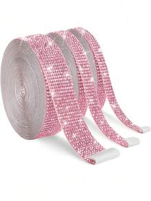 1 Yard Self‑Adhesive Shiny Crystal Rhinestone Trim, Christmas Decor Rhinestone Sequins Sticker, For Car, Computer, Vanity Table DIY Crafts, Wedding Party Decorative Sticker Roll, 2mm Rhinestone Accessory For Handicrafts - Sparkly - View 2