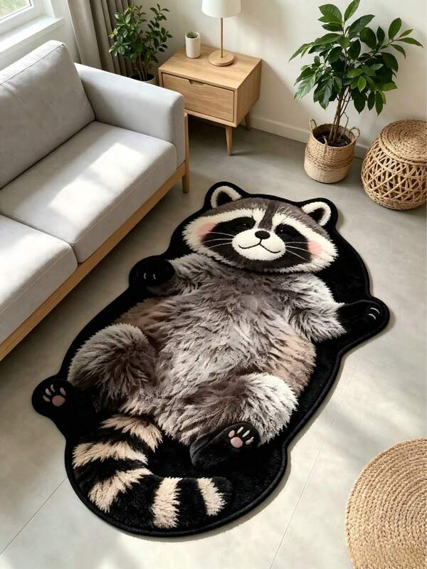 1 pieza Alfombra de gato marrón tumbado de espaldas, alfombra de sala de estar, alfombra de área, alfombra de área pequeña, decoración del hogar, decoración de sala de estar, decoración de habitación, alfombra lavable