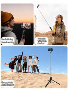 Borriig 1700mm Wireless Selfie Stick Phone Tripod Extendable Foldable Monopod Suitable For Smartphones, Balanced Stable Shooting Live Streaming, With Remote Control(1pc) - Diamond Black - View 4