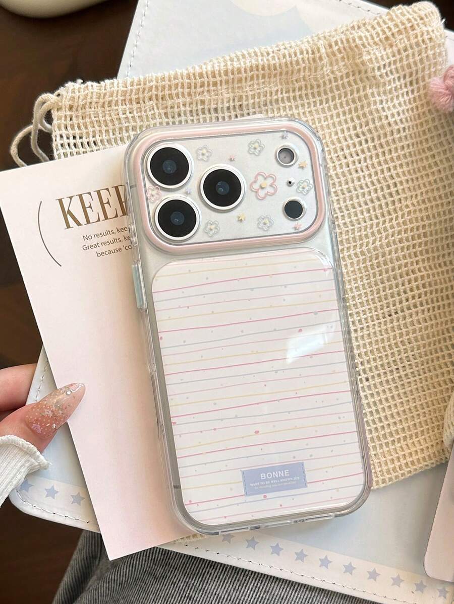 Line Doodle Flower Apple 17pm Phone Case Compatible With IPhone 16 Transparent 14 Fresh Gentle 15 Compatible 17 Full Coverage Anti-Drop Protective Cover - Royal Blue - View 1