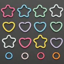 100/200pcs/Box Key Ring Set, Includes Heart-Shaped Embossed And Five-Pointed Star Embossed Closed Rings, Suitable For Braided Painted Embossed Ring Keychains - Multi-color - View 6