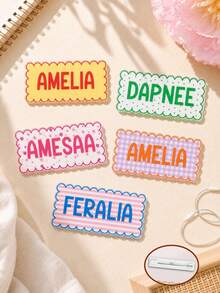 1pc Customized Text Wave Border Name Brooch, Can Be Used As An Accessory For Clothing Or As A Creative Small Gift. - Multicolor - View 4