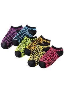 Mixed Leopard Print Short Socks, Neutral Animal Print Socks, Casual Socks - Multicolor - View 10