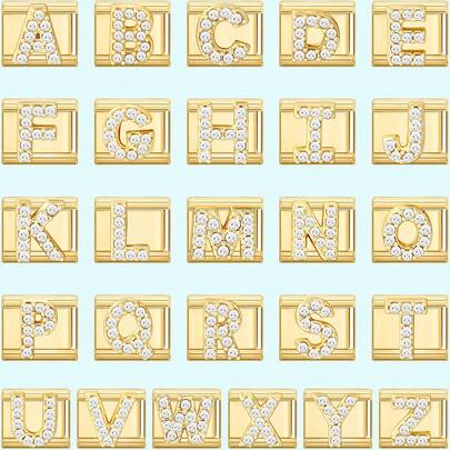 1 Peça Pulseira de Charme Italiana DIY com Elementos de Letra, Adequada como Presente de Festa para Amigos/Casais, Perfeita para Natal, Ano Novo, Halloween, Dia dos Namorados, Design Encantador, Joia de Aço Inoxidável, Local, Moda Prática, Design de Strass, Estilo de Natal, Guia de Traje de Festa, Atmosfera de Natal em Casa, Verão Vintage, Traje Elegante, Acessórios de Halloween e Adequada para Todas as Estações, Escola, Festa
