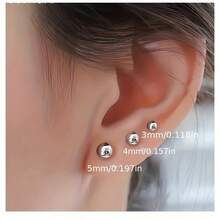 6pcs G23 Titanium Alloy 16G Flat Head Ball Studs, Lip Studs, Tongue Studs, Cartilage Studs, Unisex Body Piercing Jewelry - Silver - View 2