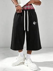 These Men's 3/4 Length Casual Sports Capri Pants Are Loose They Are A Perfect Choice And Also A Great Gift For Couples. Black Summer - Black - View 3