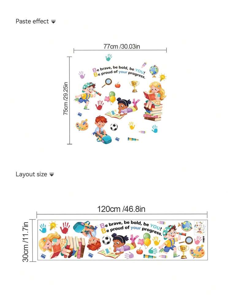 1pc, Multi-Style, Children's Room Cartoon Decorative Wall Sticker, Children's Early Education Educational, Children Reading Together, Reading And Learning, Big Tree Letters, Baby Switch Sticker, PVC Self-Adhesive Removable Wall Sticker, Suitable For Bedroom, Living Room, Study, Classroom, Nursery, Home Wall Decoration, Etc. - Multicolor - View 8