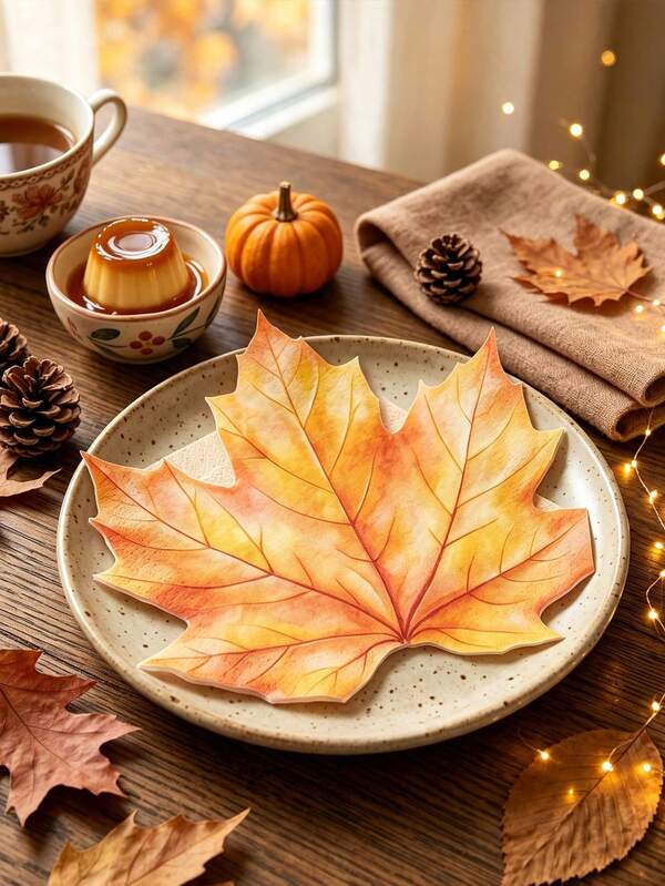 20pcs/5pcs Maple Leaf Theme Disposable Paper Napkins,Thanksgiving Maple Leaf Shaped Napkins,Fall Leaves Party Napkins,Birthday Party,Anniversary,Thanksgiving Autumn Harvest Home Kitchen Party Supplies,Holiday Party And Restaurant Use,Holiday Party Supplies,Picnic Decorations