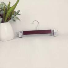 Natural Solid Wood Pants Rack With Adjustable Anti-Scratch Metal Clips, Non-Slip Space-Saving Closet Storage Organizer, Suitable For Long Pants, Jeans, Skirts, Dress Pants, Wardrobe Clothing Display Rack - A - View 9