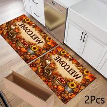 秋季南瓜圖案印花長條地毯，室內家居裝飾，廚房長墊，玄關走廊門墊，走廊入口裝飾，臥室床邊地毯，客廳墊，洗衣房墊，浴室浴墊，適用於公寓、宿舍和居家日常裝飾 - 彩色 - 查看 10
