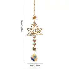 1pc Gold Lotus Crystal Light-Absorbing Pendant, Bedroom Living Room Home Decor Light Refraction Window Hanging Ornament - Lotus Crystal Wind Chime Pendant - View 4