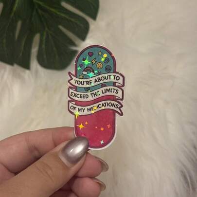 Funny Mental Health Sticker: Pink Pill Vinyl DecalWater Bottle Sticker, Funny Stickers, Cute Stickers, Laptop Sticker, Stickers, Sticker For Laptop