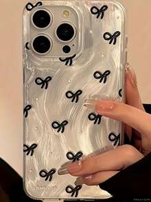 蝴蝶結彩繪高級新款羽毛紗線彩繪極簡時尚手機殼，相容 iPhone 17、17 Pro、17 Pro Max、16、16 Pro Max、15、糖果色 15 Pro Max、Apple P13、P14、P11、P12、XS、XR、7、8、P7、P8、GES2、A14、A15、S23U、A50、A12、A32、A52、A72、A51、A21、S、A13、A14、S22 Ultra、S23、A33、A53、S20 FE，防震手機殼 - 彩色 - 查看 4