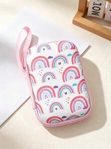 Tas Penyimpanan Motif Pelangi untuk Power Bank, Earphone, Kabel Pengisi Daya, Kabel Data dan Aksesori Charger, Kotak Penyimpanan Earphone Anti-Jatuh dengan Ritsleting, Desain Kreatif Kartun - MultiWarna - View 2