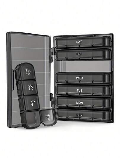 7/1 Weekly Pill Organizer, 4 Slots Per Day, Large Capacity Daily Pill Box, 7-Day Portable Travel Case, Light-Shielding Pill Box, Suitable For Fish Oil, Vitamins, Nutritional Supplements, Medications